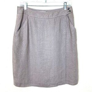 Liz Claiborne Vintage Womens 100% Linen Skirt 12 Beige Lined Wrap Boho Pencil